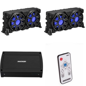 Kicker (2) 51MWLE104 - MWE 10-Inch Loaded Premium Marine Sub Encl w/ Passive Radiator 4ohm & 48KXMA5004 Marine Amp Bundle ( Includes LED Remote ) - 1 of 4