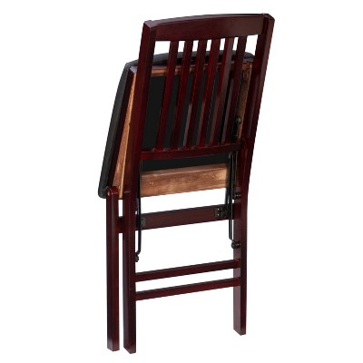 Espresso Finish Mission Back Faux Leather Folding Chair Set