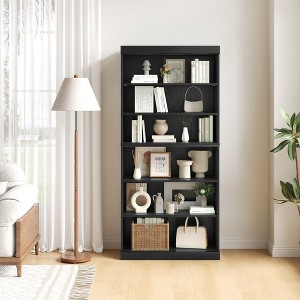 SpassWay Modern Wooden Decorative Combination Storage Cabinet Doorless Versatile for Entryway Living Room Hallway Black/Natural Wood - 1 of 4