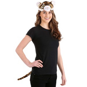 HalloweenCostumes.com One Size Fits Most   Tiger Hood & Tail Costume Kit, Black/White/Brown - 1 of 4