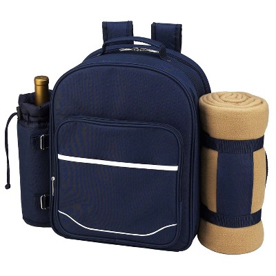 Green Polycanvas Picnic Backpack with Insulated Cooler and Blanket