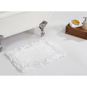 Shaggy Border Collection Bath Rug 100% Cotton Tufted Weave Ruffle Border Pattern Bathroom Rug for Machine Washable Bath Mat - 1 of 4