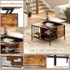 Lyngins Farmhouse Lift-Top Coffee Table with Storage & Open Shelves, Adjustable Height Living Room Table, Multifunctional Table, Wood-Grain & Metal - 4 of 4