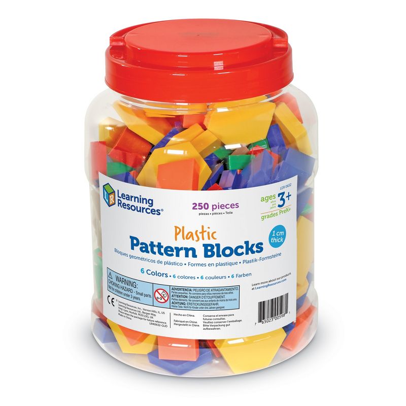Learning Resources Plastic Pattern Blocks - Set of 250, Ages 3+, 3 of 5