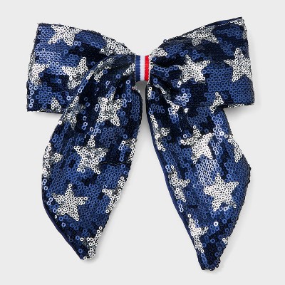 Girls' Americana Sequin Star Hair Bow Barrette - Cat & Jack™ Blue