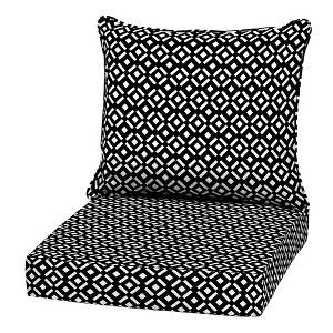 ARDEN Outdoor Deep Seat Cushion Set, 22 in x 24 in, Weather-Proof, Rain-Proof, Fade Resistant Patio Cushion Black Demi Tile - 1 of 4