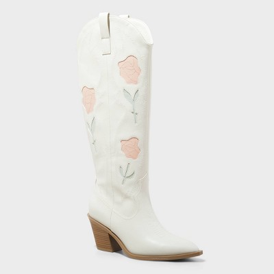 Women's Dixie Bone Floral Western Cowboy Boots with Memory Foam Insole - Universal Thread™ Off-White 6.5