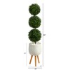 Nearly Natural 51-in Boxwood Triple Ball Topiary Artificial Tree in White Planter with Stand (Indoor/Outdoor) - 2 of 4