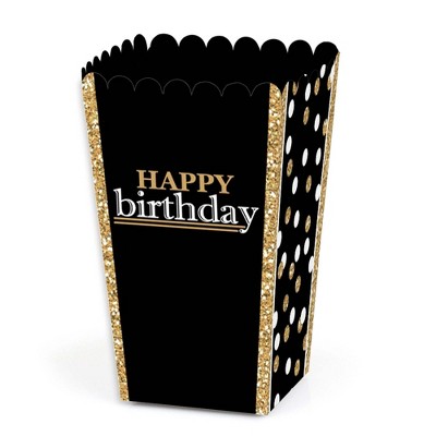 Big Dot of Happiness Adult Happy Birthday - Gold - Birthday Party Favor Popcorn Treat Boxes - Set of 12