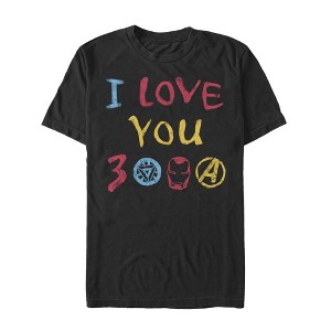 Men's Marvel Love You 3000 Crayon Print T-Shirt - 1 of 4