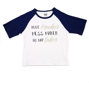 Pavilion Gift Company - Rule Breaker - 2T 3/4 Length Navy Sleeve Shirt - Shirts - 1 of 4