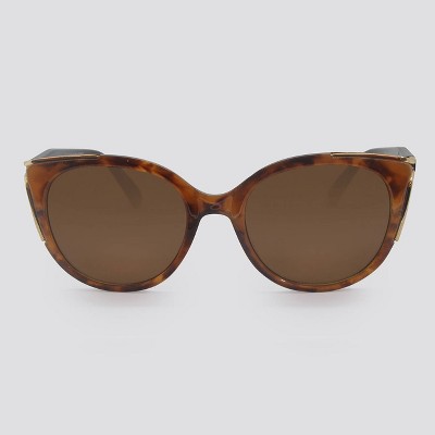 Women's Animal Print Cat Eye Plastic Metal Combo - A New Day™ Brown