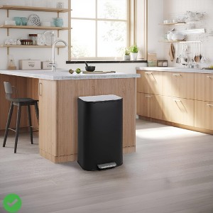 Stainless Steel Trash Can with Thin Lid with Step Pedal & Removable Liner Stainless Steel Large Garbage Can - 1 of 4