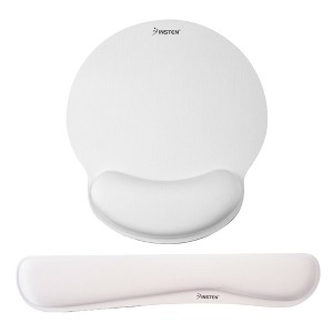 Insten Mouse Pad with Wrist Support and Keyboard Wrist Rest, Ergonomic, Easy Typing, Memory Foam For Gaming Office, Round, White - 1 of 4
