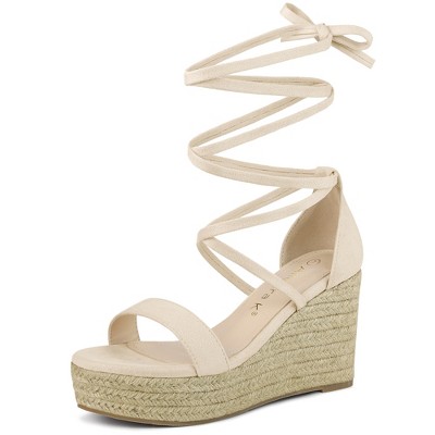 Allegra K Women's Floral Lace Mesh Wedges Sandals White 10 : Target