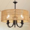 DORESshop 5-Light Hand Woven Rattan Pendant Light, Boho Large Farmhouse Chandelier with 4-Tier Rattan Shade for Living Room - 2 of 4