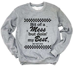 Simply Sage Market Women's Graphic Sweatshirt A Bit Of  A Mess - 1 of 4