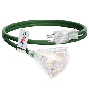 LifeSupplyUSA 12 Gauge 3-Outlet Power Extension Cord Outdoor & Indoor Waterproof Cable SJTW 12/3 ETL Listed - 1 of 4