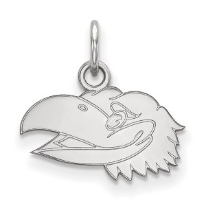 Black Bow Jewelry 10k White Gold Kansas Jayhawks NCAA Extra Small Pendant - 1 of 3