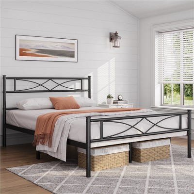 Yaheetech Simple Metal Bed Frame with Curved Design Headboard and Footboard
