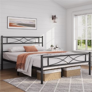 Yaheetech Simple Metal Bed Frame with Curved Design Headboard and Footboard - 1 of 4