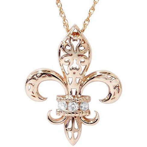 Pompeii3 1 10ct Vintage Fleur De Lis Pendant 14k Rose Gold 1 Tall Target