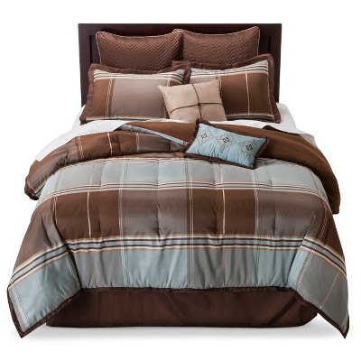 Queen Brown Microfiber Reversible 7-Piece Bedspread Set