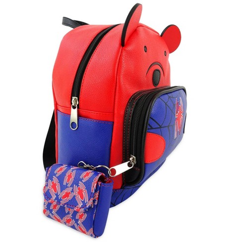 Exclusive - Spider-Man Triple Pocket Multi Logo Mini Backpack | Officially Licensed | Vegan Leather | 9” x 12” x 4”