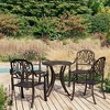 vidaXL Bistro Set Patio Table and Chair Bistro Table Outdoor Cast Aluminum - Bronze 4 Items - 2 of 4