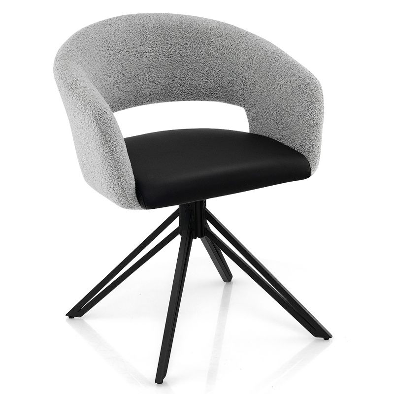 Costway Modern Swivel Accent Chair Armchair w/ Covered Back PU Seat & Steel Legs, 1 of 10