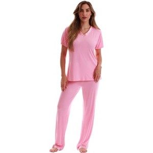 #FollowMe Pajama Pants Set with Satin Trim  Stylish, Cozy Sleepwear - 1 of 3