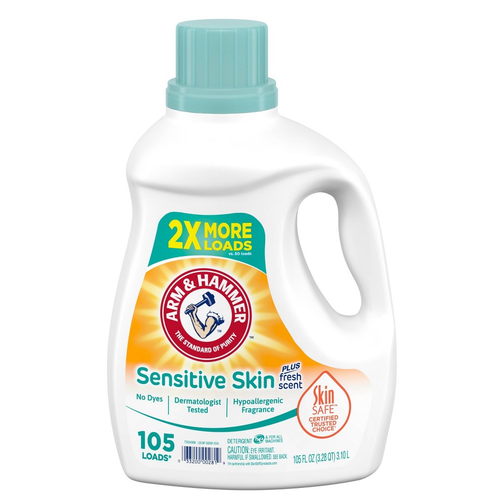 Arm & Hammer Sensitive Skin Plus Fresh Scent  105 Loads Liquid Laundry Detergent  105 Fl oz