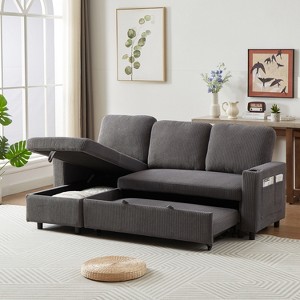 Racxily Linen L-Shaped Combo Sofa Sofa Bed with Pullout Bed, Reversible Sofas Bed, for Tight Spaces, Reversible Sleeper Combo Couch - 1 of 4