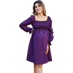 Women's Maternity Dress Ruffle Long Sleeve Pregnancy Clothes - 1 of 1
