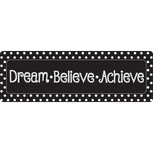 Ashley Productions® The Original Fun Mat™, Mat Runner, 15.5" x 47", Dream Believe, Achieve, Black with White Dots - 1 of 1