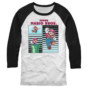 Men's Nintendo Retro Mario Panels Baseball Tee - 1 of 4