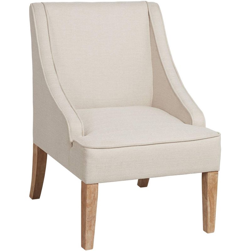 Elm Lane Dixon Ivory Fabric Swoop Arm Chair, 1 of 10