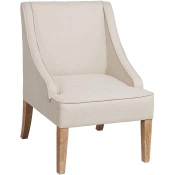 Elm Lane Dixon Ivory Fabric Swoop Arm Chair