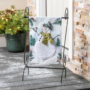 Evergreen Garden Flag Snowman Linen Double Sided Indoor Outdoor Decor 18" x 12.5" - 1 of 3
