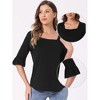 INSPIRE CHIC Women's Summer Dressy 3/4 Bell Sleeve Casual Square Neck Blouse - 2 of 4