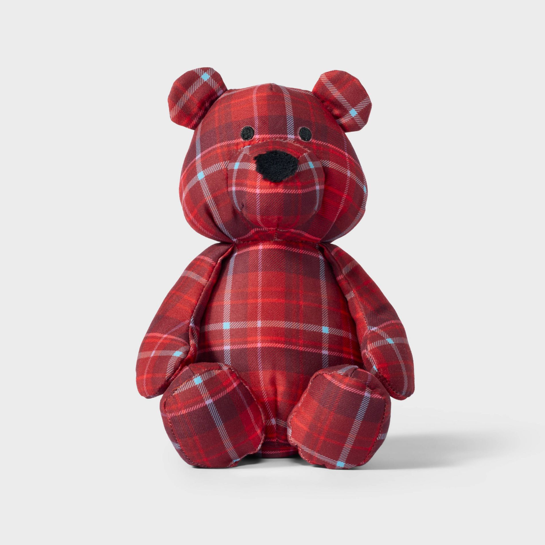 7" Red Plaid Bear Stuffed Animal - Gigglescape™