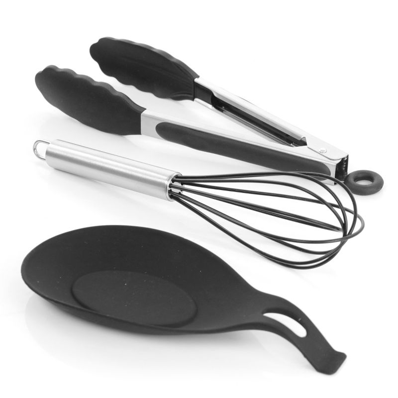 MegaChef Black Silicone Cooking Utensils, Set of 12, 2 of 8