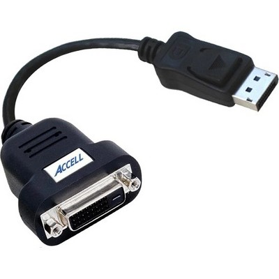 Accell UltraAV DisplayPort to DVI-D Active Single-Link Adapter - DisplayPort/DVI-D A/V Cable for PC, Notebook, Computer, Monitor, Projector, TV, HDTV