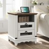 COZONY Farmhouse Nightstand with Charging Station, Drawers, Open Cubby Storage, Bedside Table for Bedroom Living Room - 3 of 4