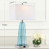 ROTTOGOON 25" Table Lamps Blue Green Glass USB Ports Art Deco 3-Way Touch Dimmable White Shade LED Bulbs Included 2-Pack - 2 of 4