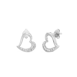 GILDED Lab Grown Diamond (SI1 Clarity, F Color) and 925 Sterling Silver Heart Stud Women Earrings - 1 of 4
