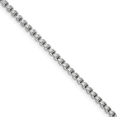 Black Bow Jewelry 2.4mm, 14k White Gold Hollow Round Box Chain Necklace