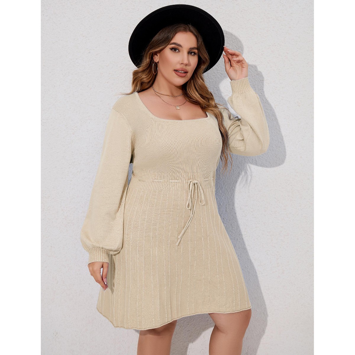 nina leonard tie waist fit & flare sweater dress Women's Nina Leonard Belted 3/4 Sleeve Fit & Flare Sweater Dress