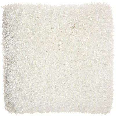 HomeRoots Fluffy White Shag Accent Throw Pillow