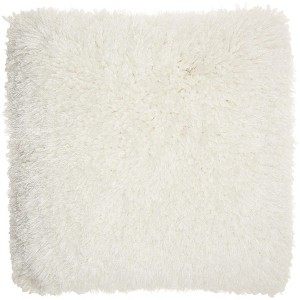 HomeRoots Fluffy White Shag Accent Throw Pillow - 1 of 3